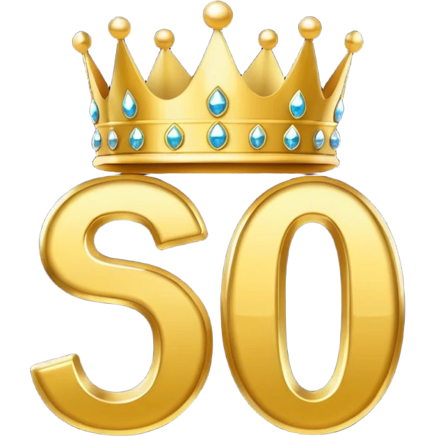 Golden "500" number with crown and sparkles, minimal emoji style emoji