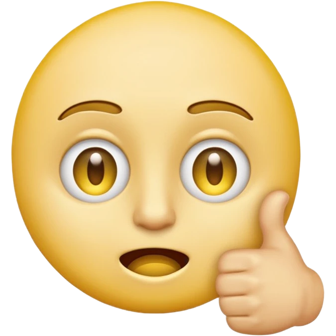 Original yellow Emoji face stressed out with one eye half open quivering out of anxiety and a singular thumbs up sticking out. . The right eye needs to be half closed  emoji