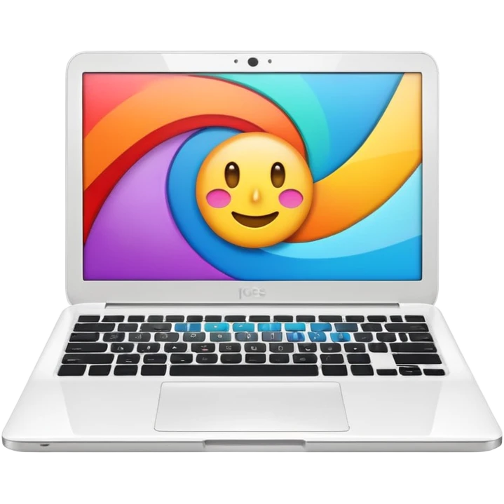 a white laptop on a black background. turn the laptop emoji