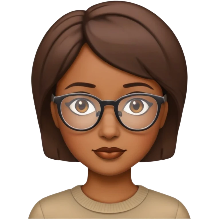 brown lady short hair glasses emoji