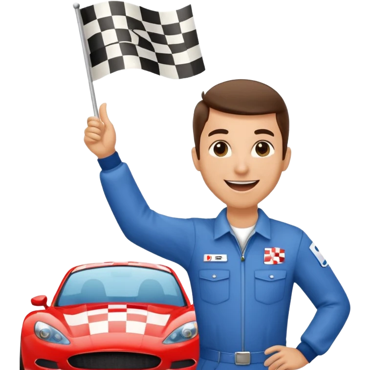 SONO UN DIRETTORE DI GARA AUTO E SBANDIERO CON LA BANDIERA A SCACCHI PUOI GENERARE MENTRE SBANDIERO AUTO emoji