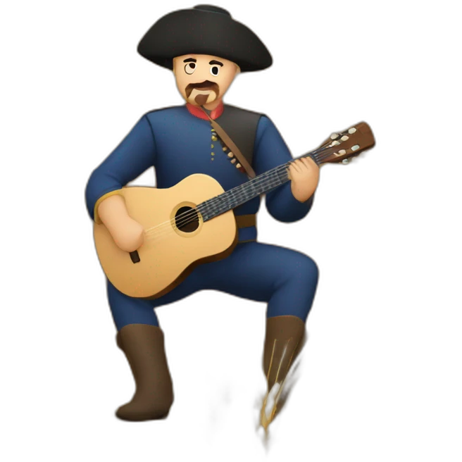 a Cossack with a guitar in a field with wheat emoji