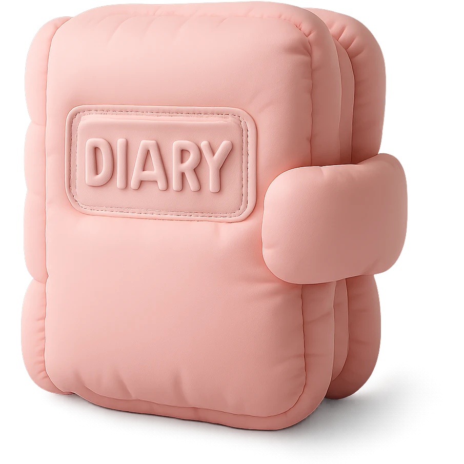 soft and plush diary, pink pastel colors emoji