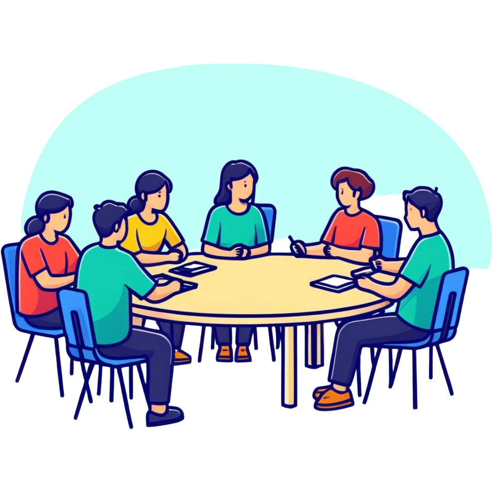 group of people sitting around a table emoji