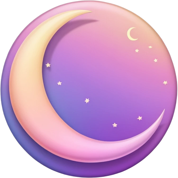 Shiny pastel rose-pink-lavender-violent-gradient crescent moon sunset aesthetic scenery  emoji