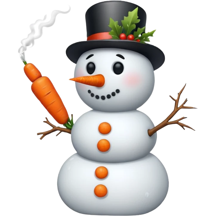 a snowman with a cigarette emoji