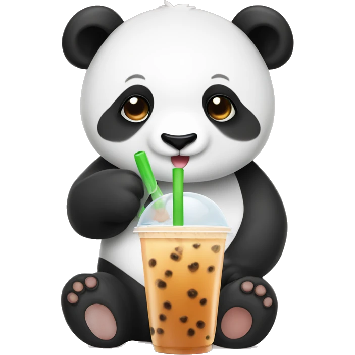 panda drinking bubble tea emoji