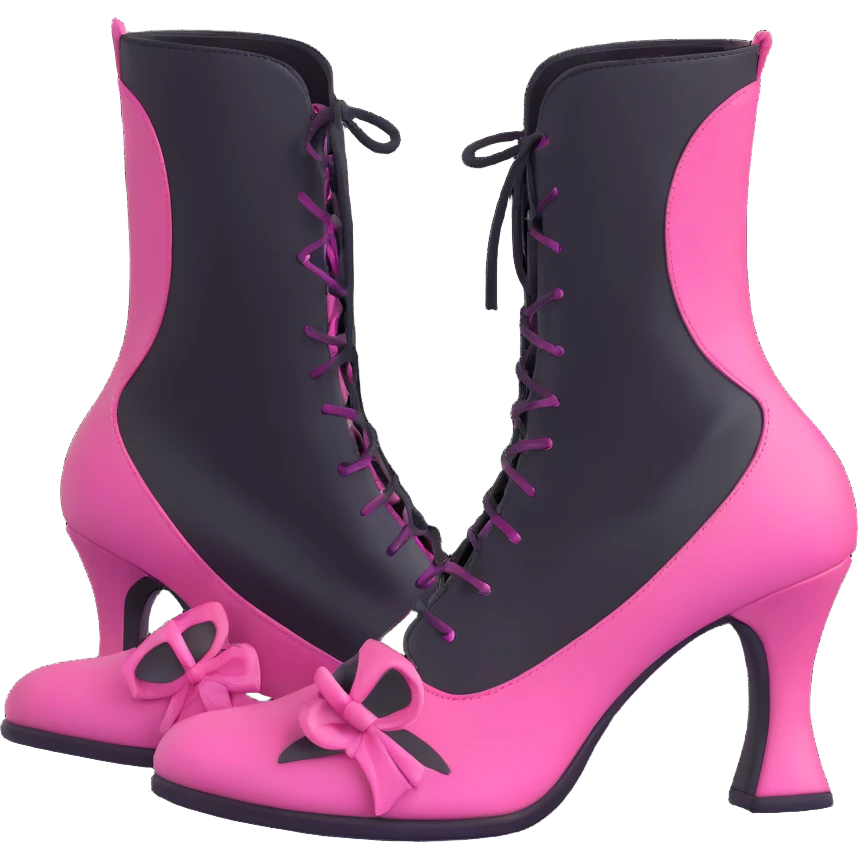BLACKPINK-inspired gothic shoes, no hearts, black and pink, cute  emoji
