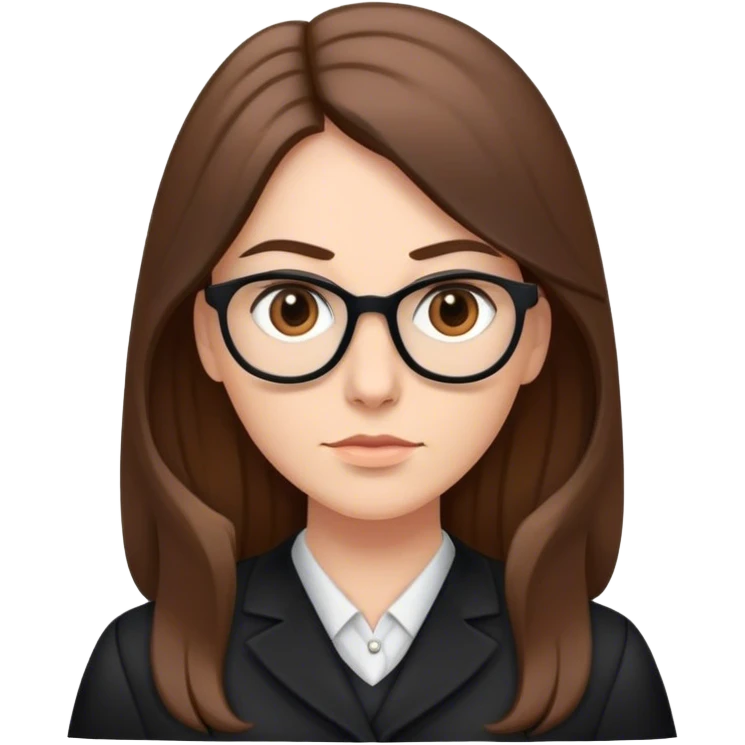 Strict female teacher wearing black with Long Brown hair emoji