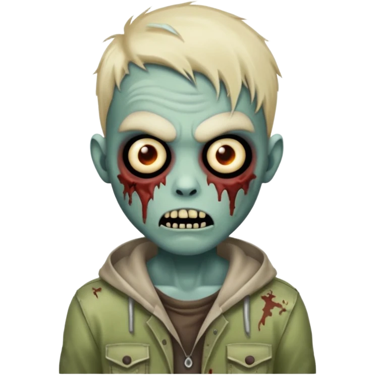 scary zombie boy emoji with black background emoji