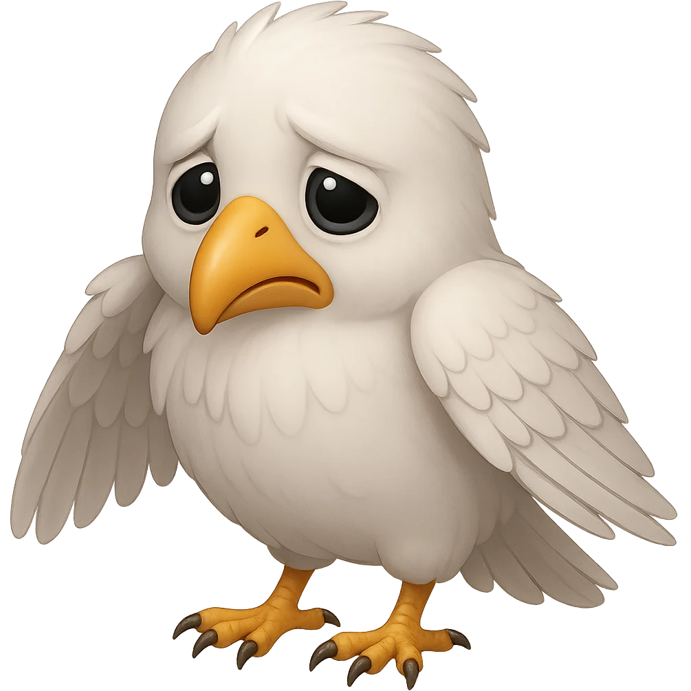 a sadder white crow emoji in the style of apple emojis emoji