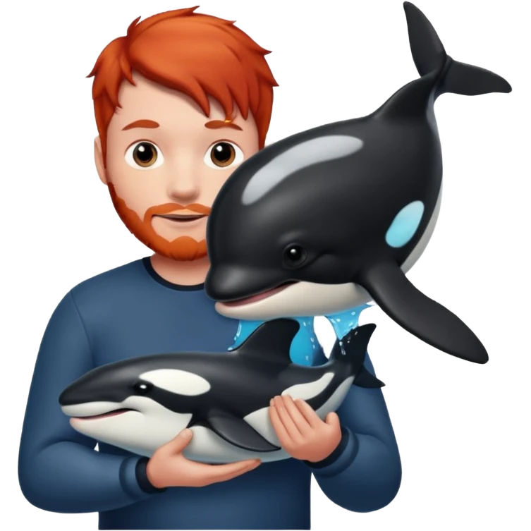 Red head male holding an orca emoji