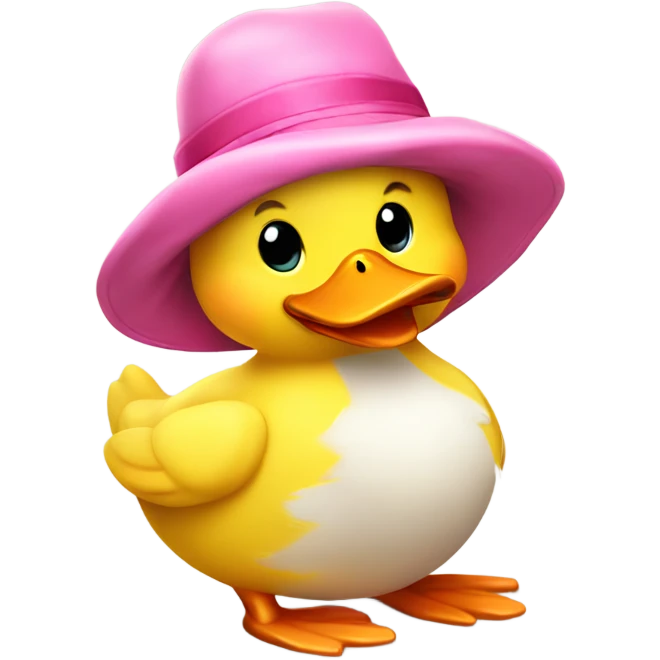 Cute yellow duck w pink hat emoji