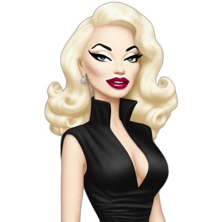 Amanda lepore wearing balenciaga long black dress emoji