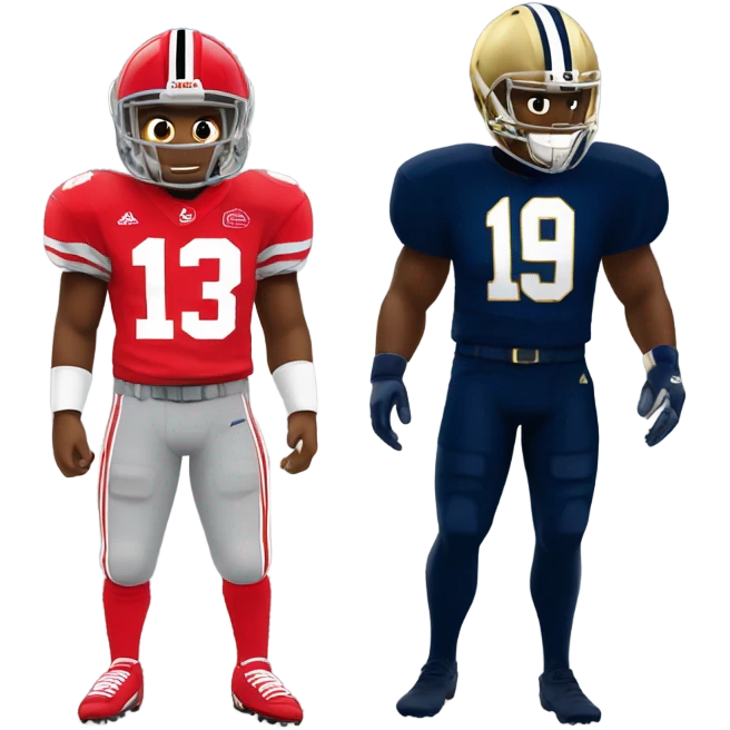 Ohio State football player against Notre Dame player emoji