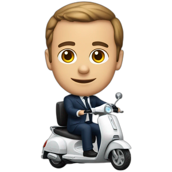Macron sur un scooter emoji
