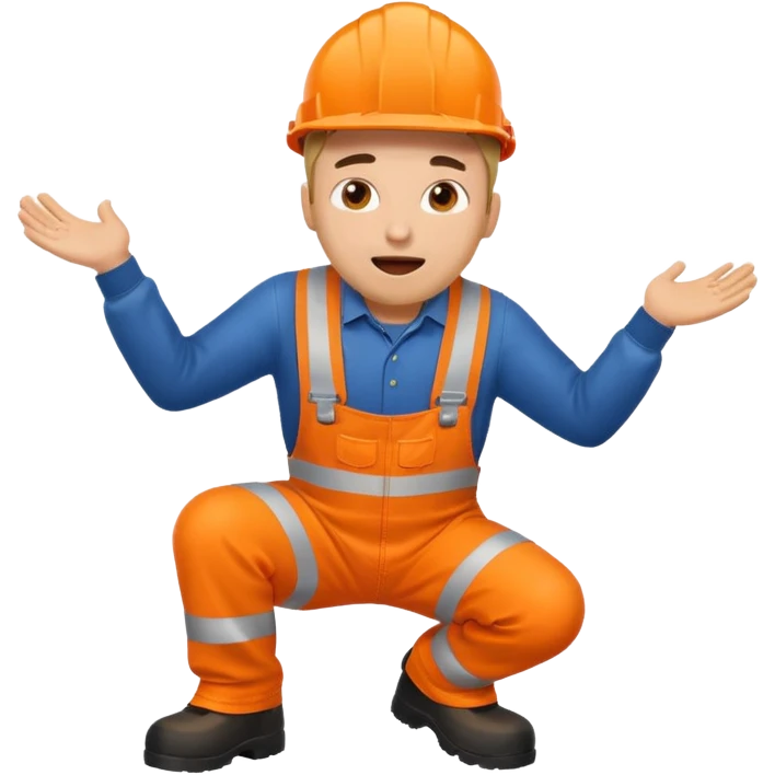 engineer hi-vis orange overalls falling over emoji