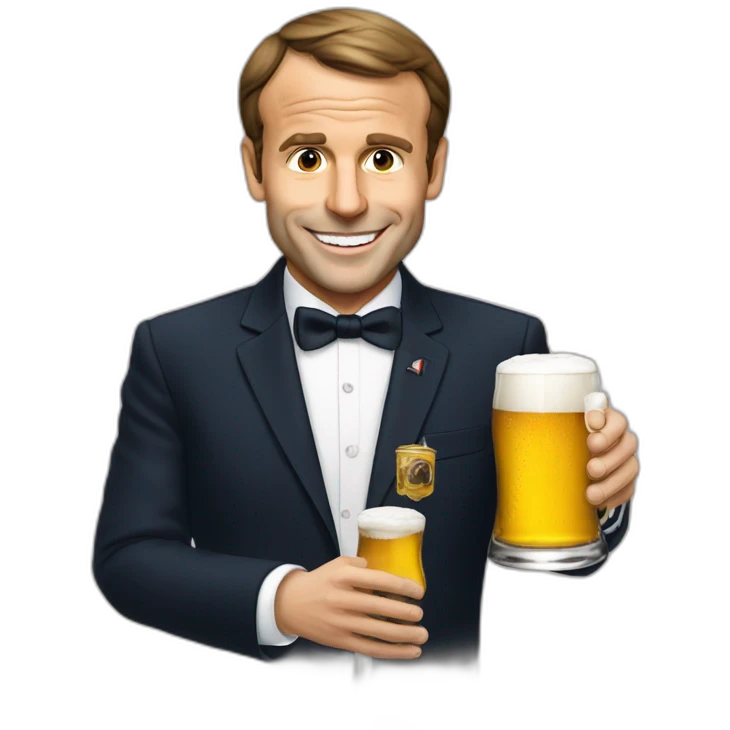 Macron qui boit une bière emoji