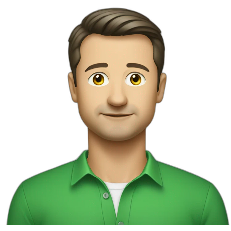 Volodymyr Zelensky with Green shirt emoji
