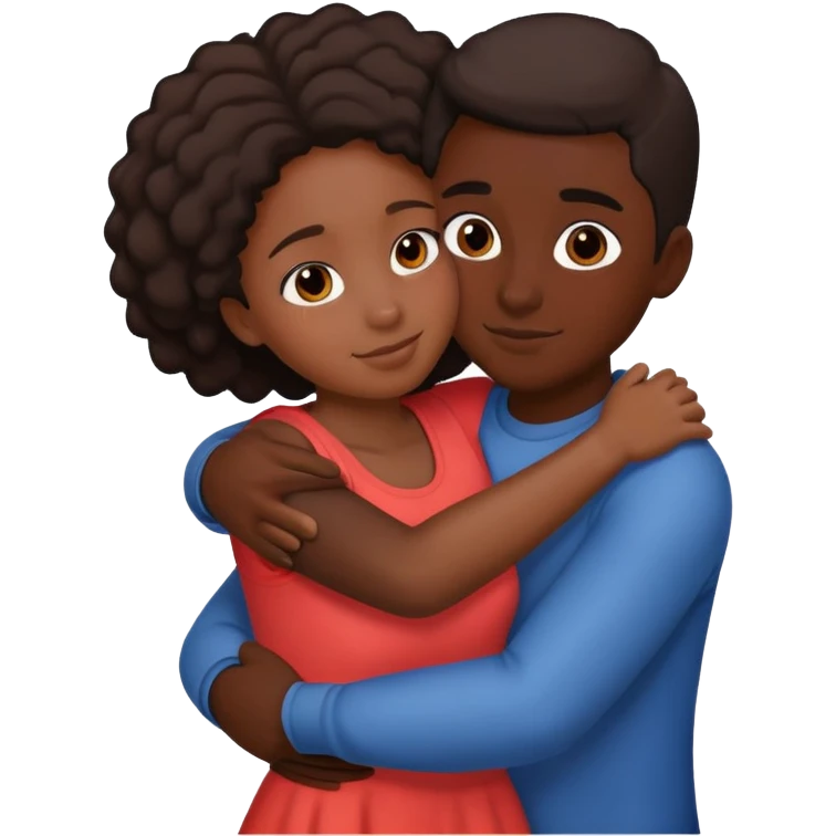 black girl n hispanic boy couple hugging emoji