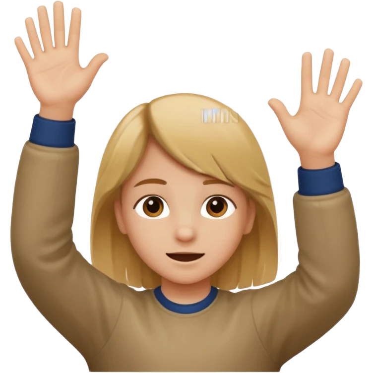kid with brown/blonde hair and has hands up and above hands there is 67 like this🤷‍♀️ emoji