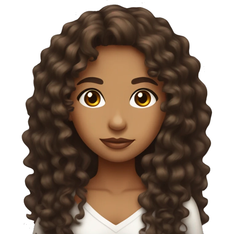 Puerto Rican girl ,long curly hair ,pretty girl ,brown eyes,brown hair,very hot girl  emoji