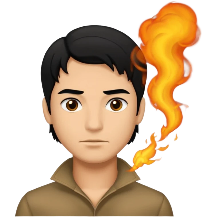 man with black hair and black eyes but handsome With dark smoking  emoji