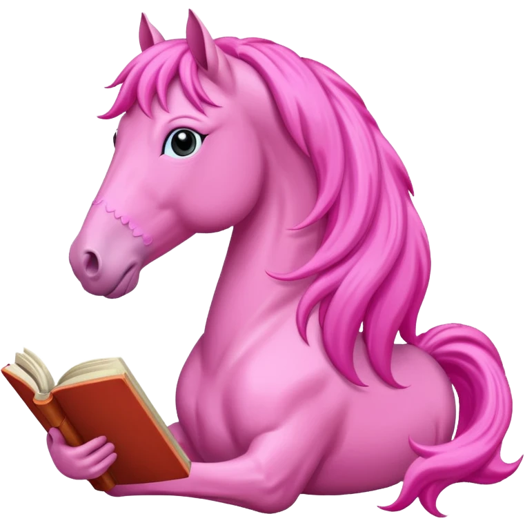 pinkn horse with book emoji
