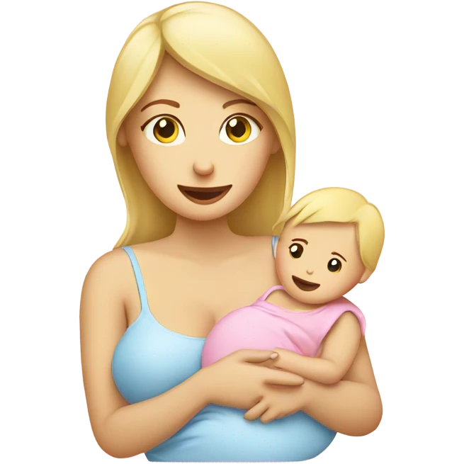 blonde woman breast feeding baby. pink emoji