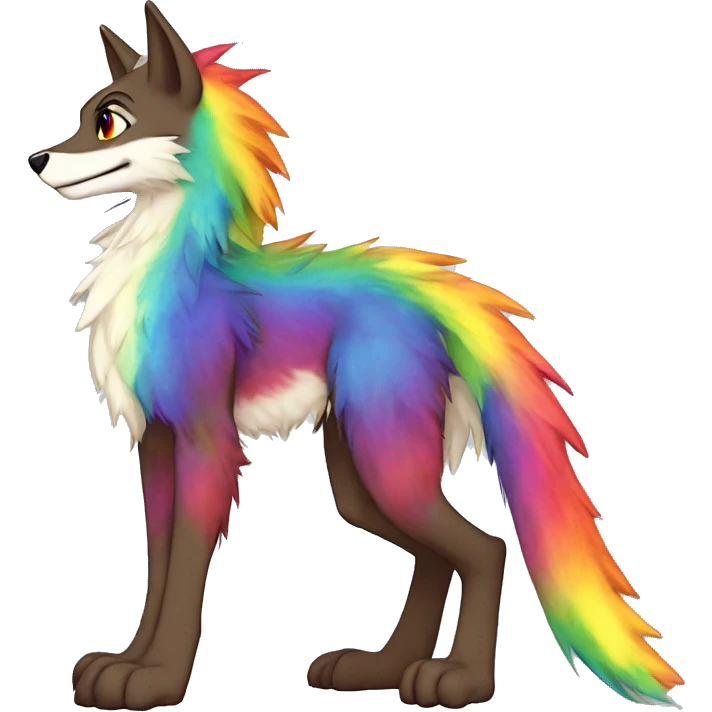 Furry, sparkle, rainbow, animal, anthro, full body, fursona, sergal-protogen emoji