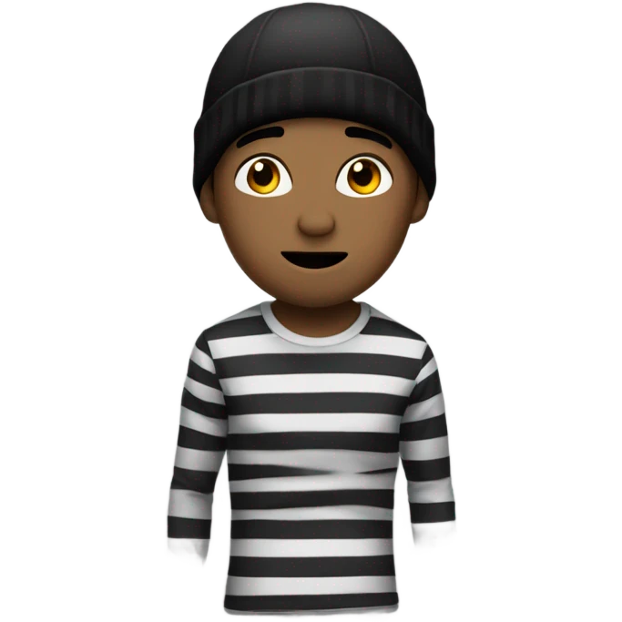Robber with a black beanie and a striped white and black shirt emoji