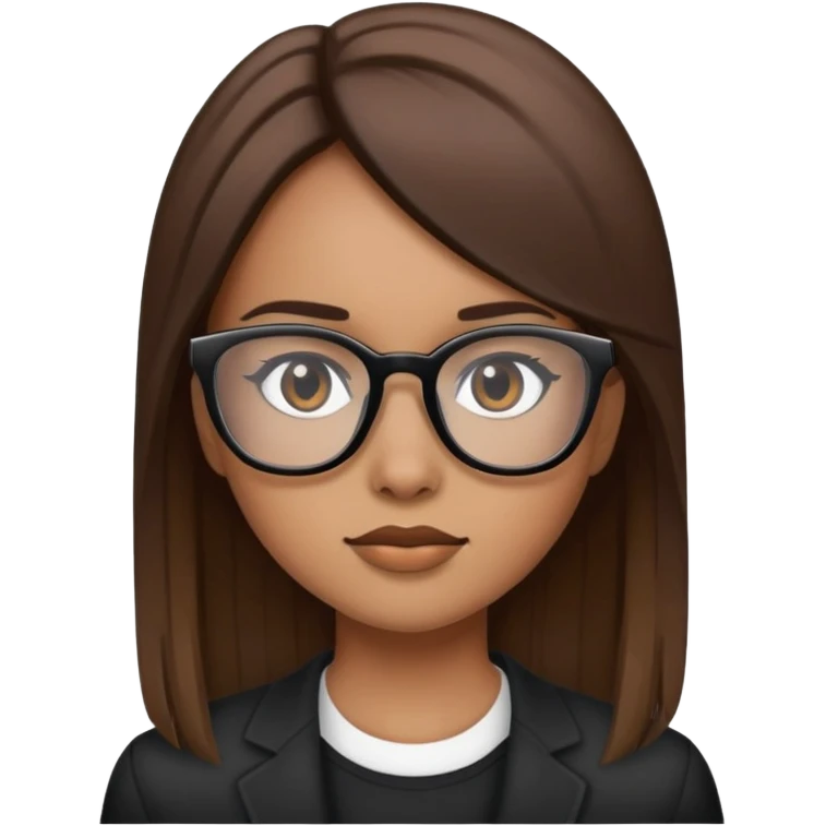 Girl with straight brown hair, black glasses  emoji
