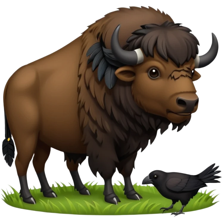 A buffalo eating a raven emoji