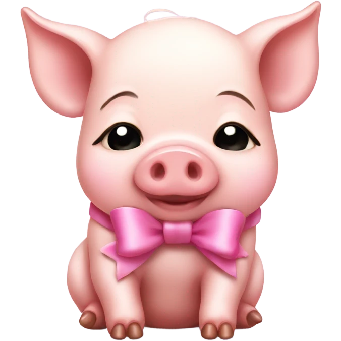 Sleepy baby pig with pink bow  emoji