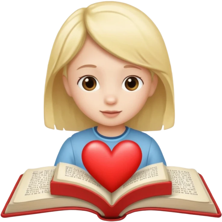 open book with a small child and heart above it emoji
