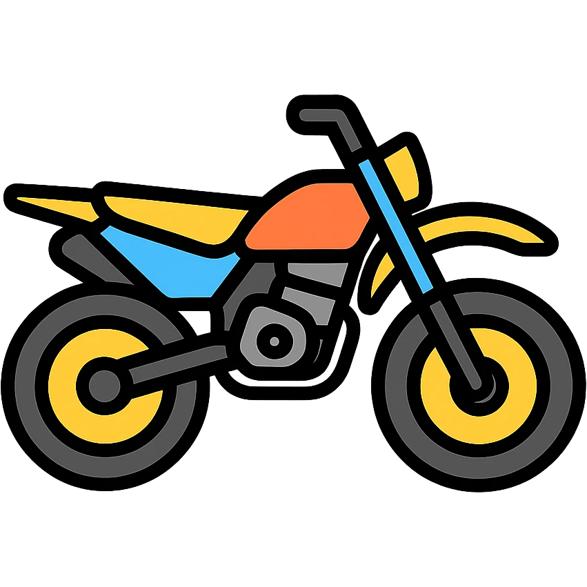 125cc dirtbike, parked, clean lines, modern, icon, lineal color icon with black outlines emoji