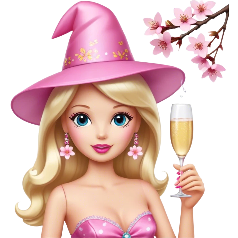 barbie with champagne,Cherry blossom emoji