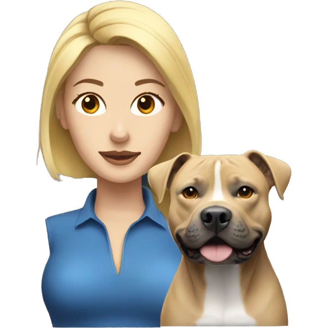 Blonde woman with blue american staffordshire terrier emoji
