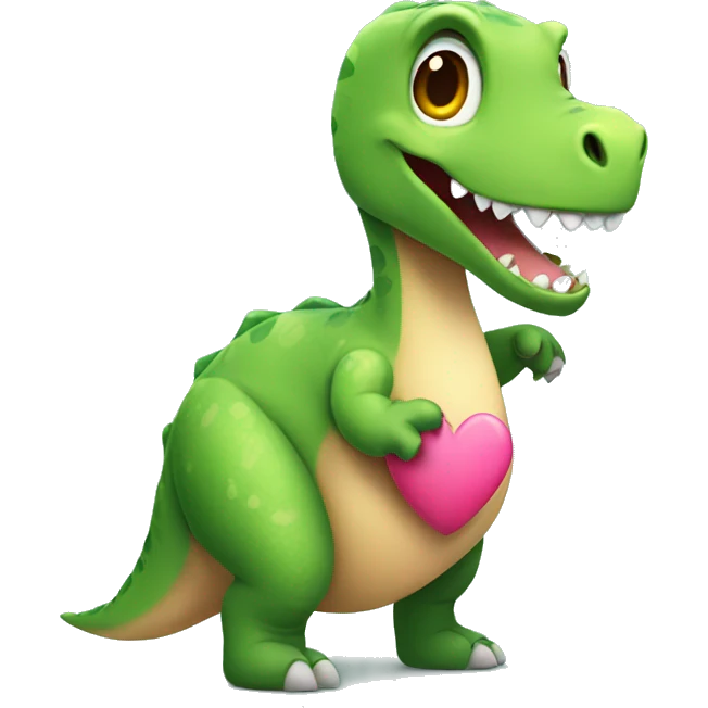 Girly Dinosaur with a heart emoji