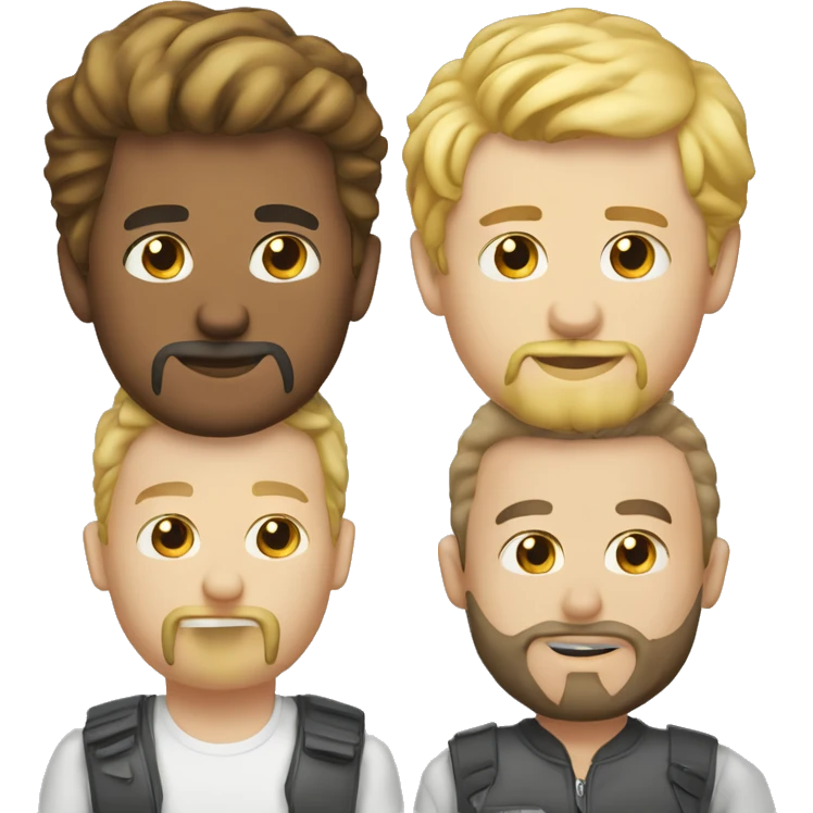 Two guys (one white guy with blonde short hair and another one with beard an short hair) kissing eachother  emoji
