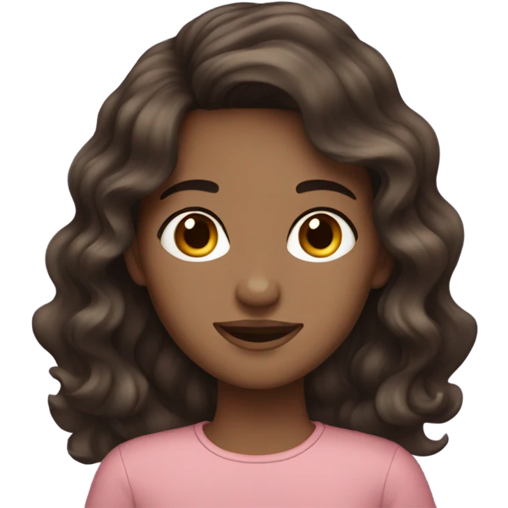 Wavy dark brown hair, mixed skin emoji