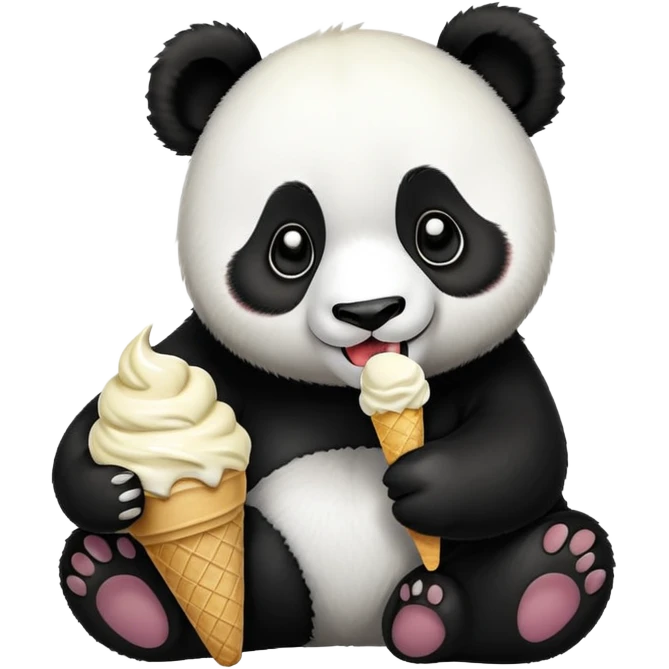 Panda eating ice cream emoji