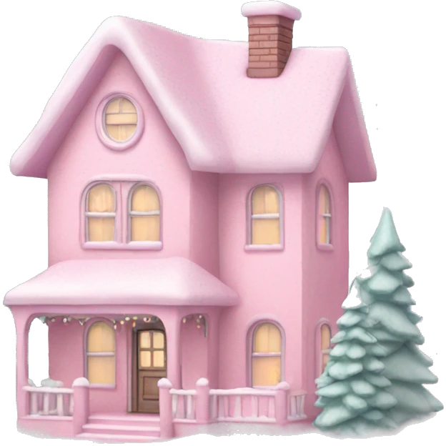 Pastel pink Christmas house  emoji