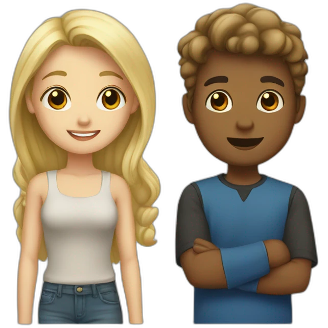 rs A blonde girl and a brown boy  emoji