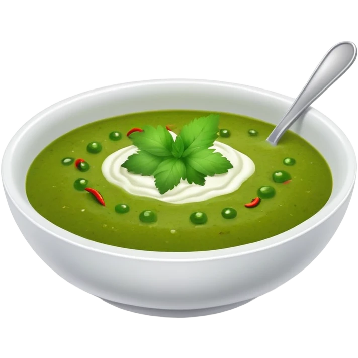 bowl of spicy green chutney with herbs emoji