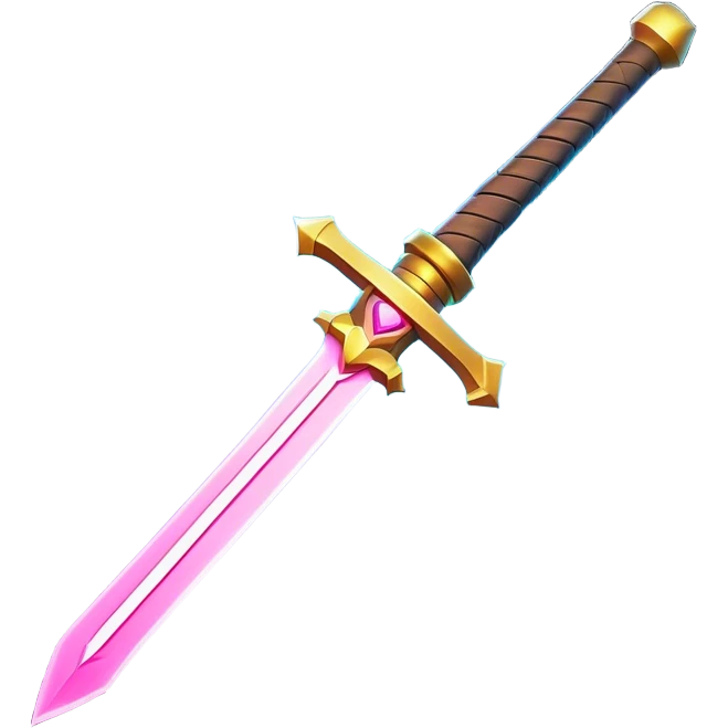 Clash of Clans aesthetic: Cinematic Playful Laser Sword Emoji, rendered in a 3D vector-style similar to standard emojis with minimal shading and bold, simplified shapes. A compact, vibrant energy blade with a neon-hued, glowing edge and futuristic hilt, softly glowing with a radiant cosmic charm. Simplified yet unmistakably iconic, highly detailed and consistent, glowing with a soft pulsating brilliance and high shine. Stylized with a touch of interstellar elegance and a soft glowing outline, capturing the essence of a legendary energy blade with a friendly, playful manner! emoji