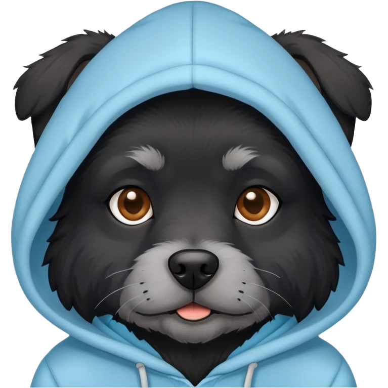 perro negro peludo con polera celeste emoji