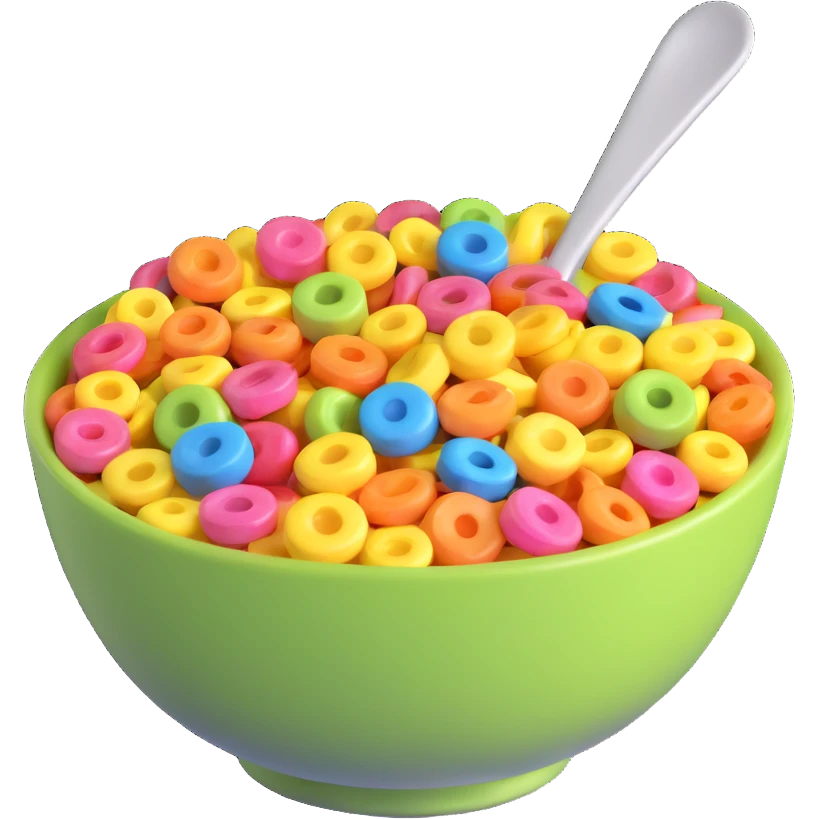 cereal bowl with colorful cereal emoji