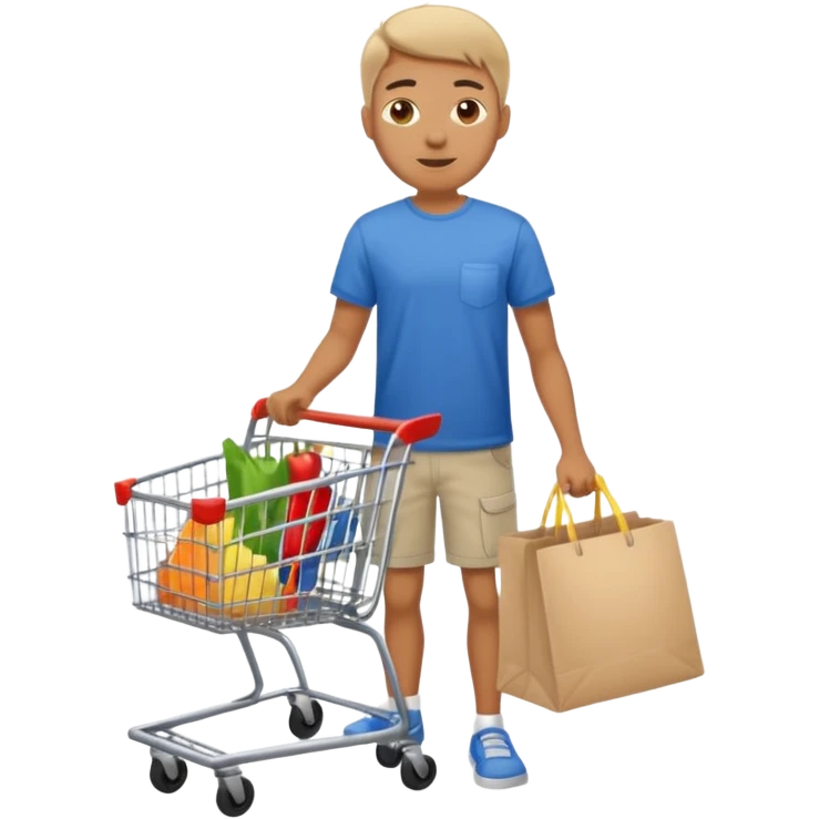 a man with a shopping cart full body emoji
