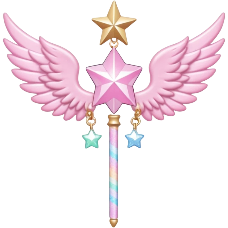 Kawaii decora cutecore starlight staff with wings and cute charms emoji
